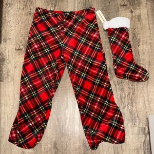 Plaid Red and Black junior pajama and stocking set